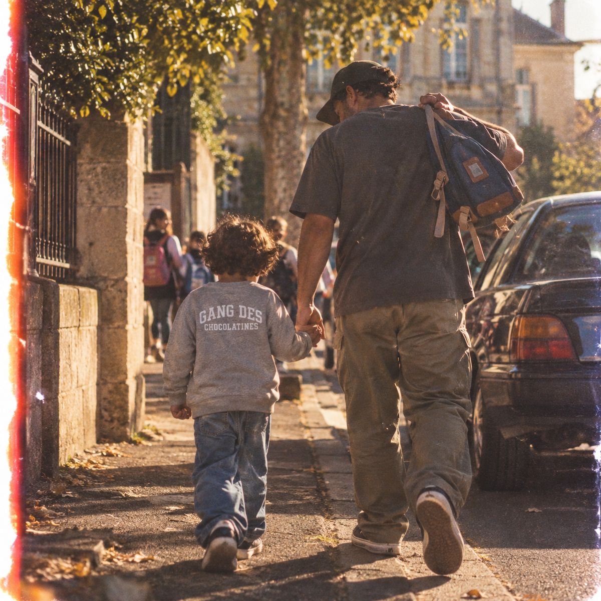 Pull enfant gris « Tradition » – Le Gang des Chocolatines, vue 2