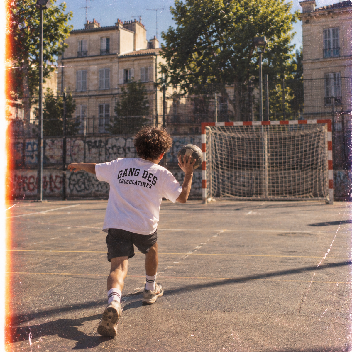 T-shirt enfant blanc « Tradition » impression noire – Le Gang des Chocolatines, vue 2